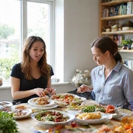 Image of a coach guiding a person through dietary choices
